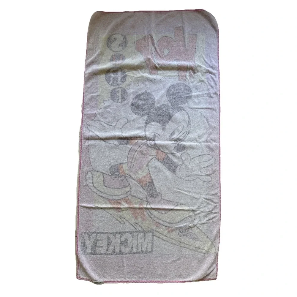 VTG Disney Mickey Mouse Skate Time Beach Towel Hot Surf 90s Franco‎ 55x28